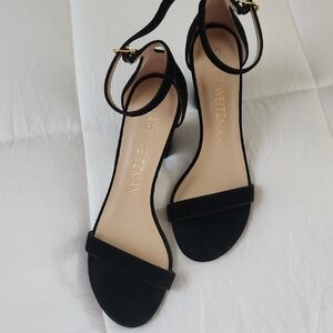 Stuart Weitzman Black Ankle Strap Heels